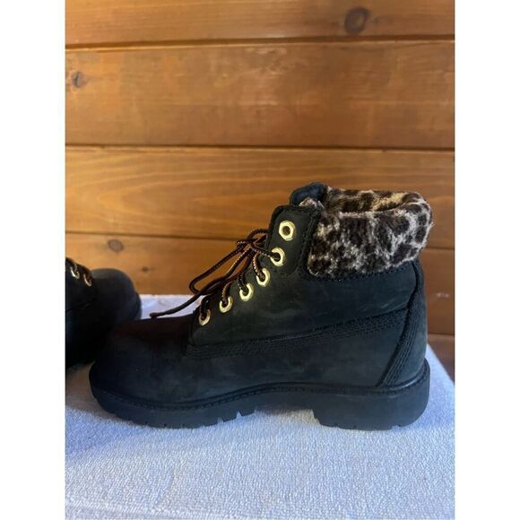 Timberland unisex Vintage 6 in Premium Boot Leopard Luxe Black Classic Youth Sz - Picture 5 of 8